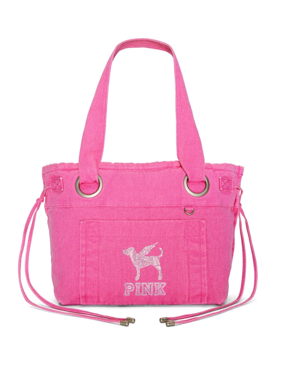 VS PINK HALFTIME SHOW 2026 CANVAS FLAT BOTTOM TOTE BAG PINK GOSSIP & BLING LOGO